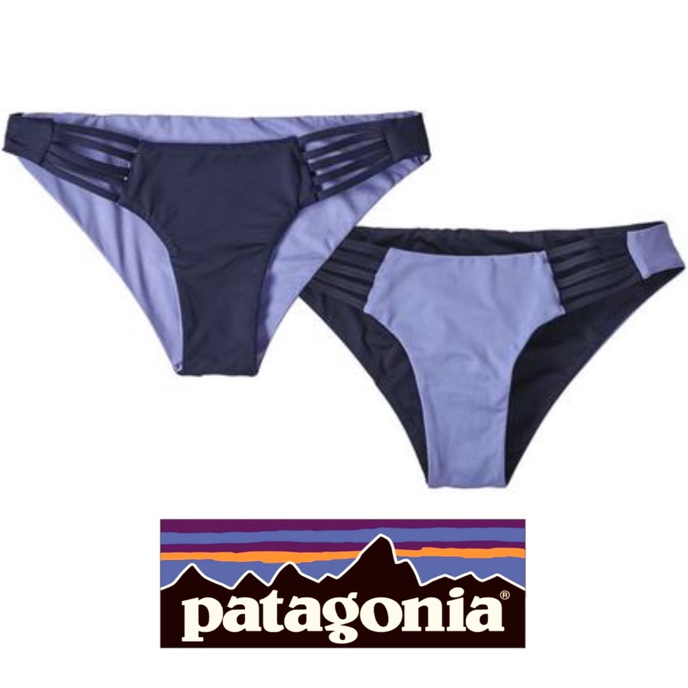 Patagonia Reversible Bikini Bottoms Bathing/Swim Suit, Navy/Lavender Sz XXS NWT